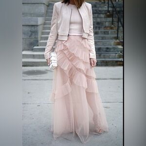BCBG Max Azria 
Lace and tulle maxi skirt in bare pink
(Orig $368)
